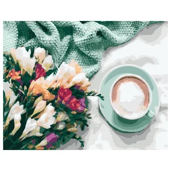 

Painting by numbers PK 22011 (GX 26867) flowers and coffee 40*50