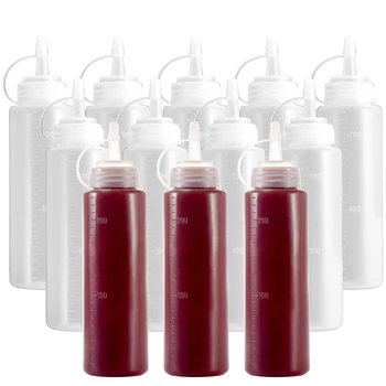 

Condiment Squeeze Bottles, 8-Pack 16 Oz Durable Plastic Squeeze Squirt Bottle with Discrete Measurements for Ketchup