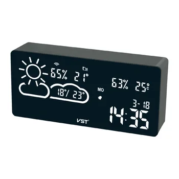 

Alarm Clock And Humidity App Smart Wireless Connection Led Silent Snooze Electronic Wifi World Time Weather Forecast Temperature