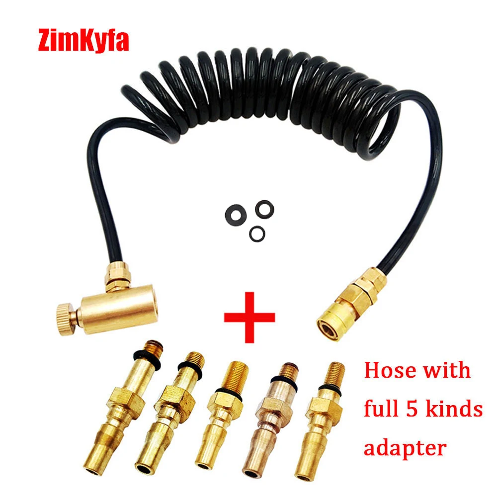 Airsoft Gas Adapter Adaptor Sets Connect Green/Red/Black Canisters with Coil hose