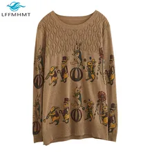 Cartoon Cute Knitting Sweater Women Spring Autumn Fashion Pullover Vintage Tops Lady Oversize Wild Loose Casual Knitwear Jumpers