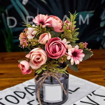 

Artificial Fake Peony Silk Flowers Bridal Bouquet Hydrangea Home Wedding Decor