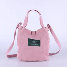 Японский Корейский ретро вельветовый холст простой сплошной цвет книги и искусства плечо ведро женская тканевая сумка мини ручная пеленка B
