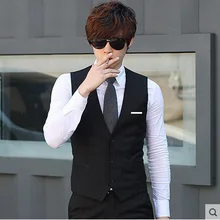 Костюм жилет мужской весенний и осенний жилет приталенный корейский стиль Модный деловой Повседневный большой размер костюм жилет британский стиль лучший