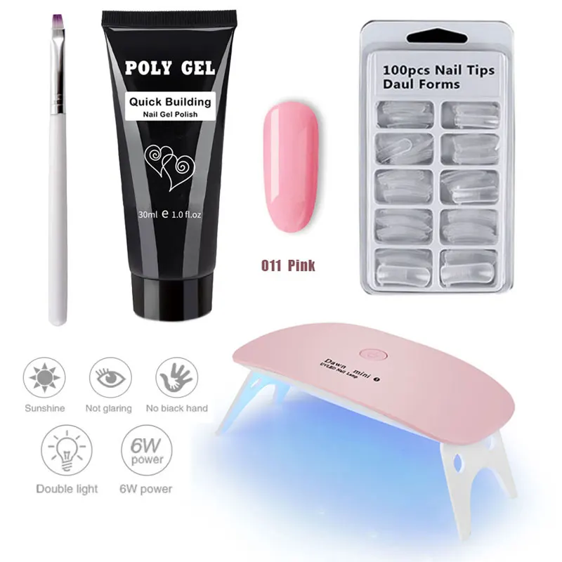 Beateal Polygel ногтей набор 6w УФ светодиодный светильник 6 цветов с украшением в виде