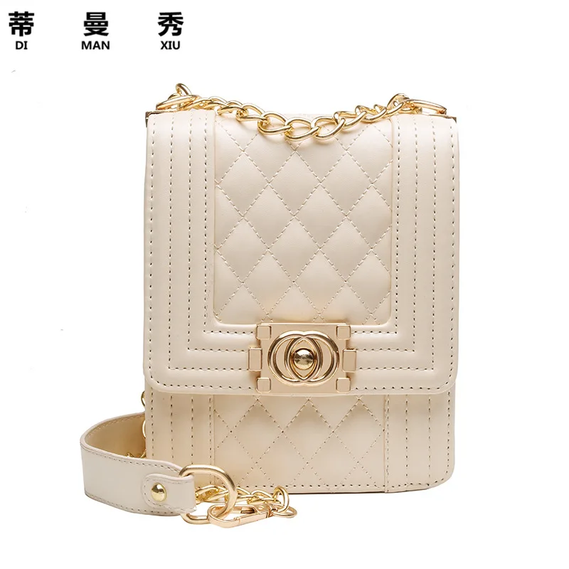 

Korean-style Square Sling Bag 2019 Autumn New Style Retro Bag Women's Simple Rhombus Chain Versatile Shoulder WOMEN'S Bag
