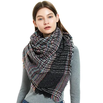

2020 Real Winter Scarf Hijab In Europe And America The New Thorn Capillary Case For Grain Square Thickening Tassel Scarf Shawls
