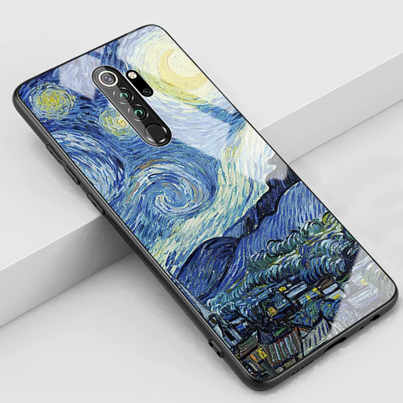 Starry night Чехол с пятнистым стеклом для xiaomi redmi note 8 Pro, закаленное стекло для redmi note 8 t, защитный чехол для телефона, роскошный чехол - Цвет: Starry night