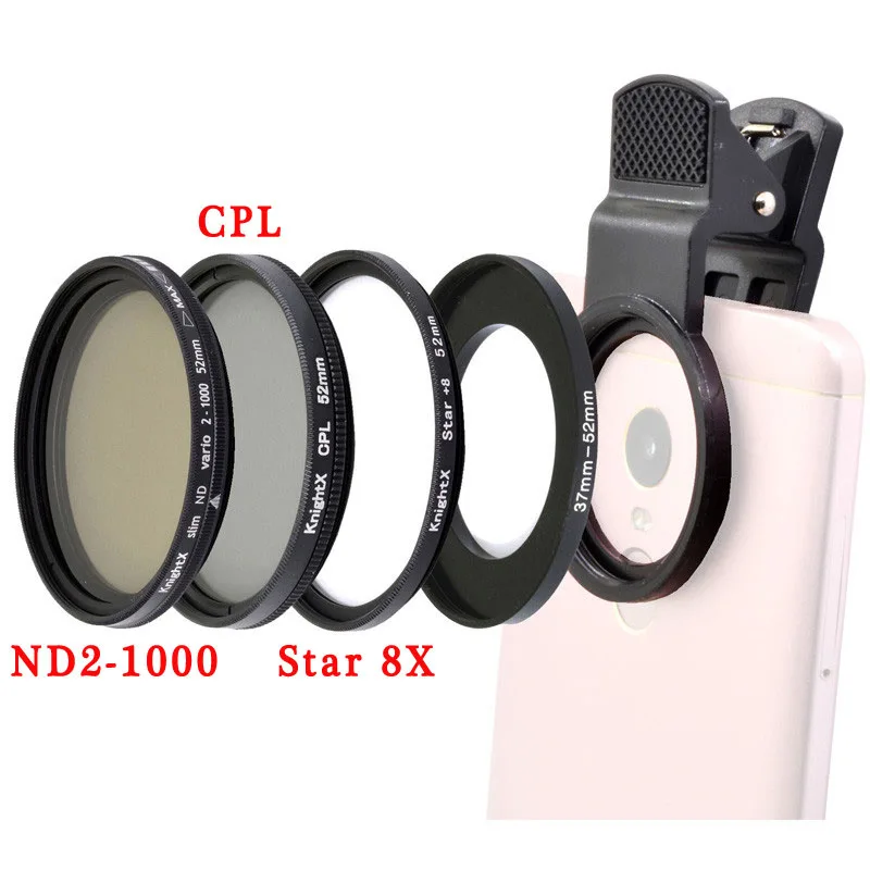 mobile phone camera lens KnightX Universal Neutral Density ND smartphone Camera filter 52MM macro lens for  phone  mobile android cellphone cell phone lens kit Lenses