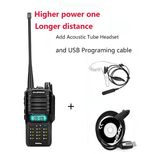 Обновление uv9r Baofeng UV-9R plus 50 км портативная рация 10 Вт 4800 мАч двухстороннее радио vhf uhf ham Радио большой диапазон CB радиостанция - Цвет: headset cable
