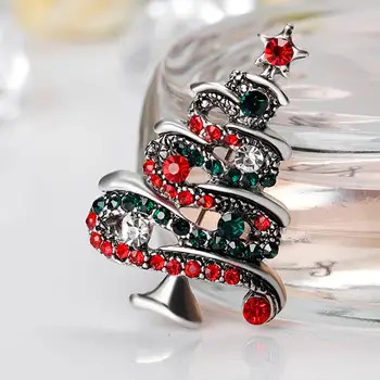 

Multicolor Rhinestone Christmas Tree Brooch Pin Women's Breastpin Jewelry Gift Christmas Brooch For Women Girl New Year