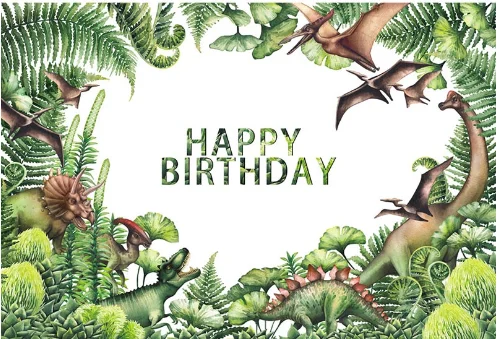 

Виниловый фон для студийной фотосъемки с изображением зеленых джунглей динозавров 7x5 футов на день рождения, 220 см x 150 см