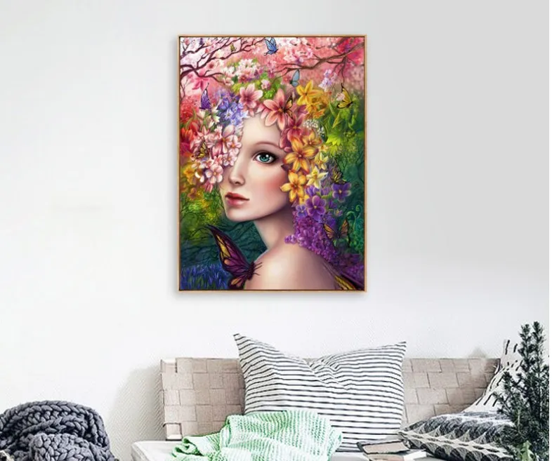

2018 New Style Flower Fairy Rhinestone Cross Stitch Living Room Bedroom Decorative Painting Full of Crystals Rubik's Cube Drill