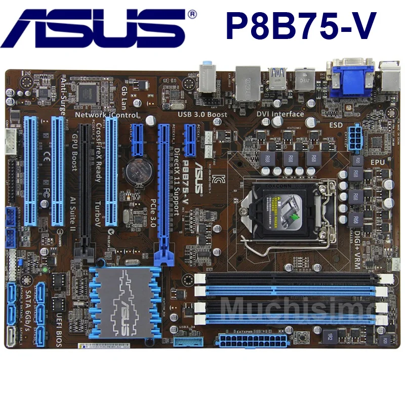 Asus LGA 1155 P8B75-V оригинальная настольная Материнская плата Intel B75 Socket i3 i5 i7 DDR3 32G SATA3 USB3.0 AT, протестированная материнская плата