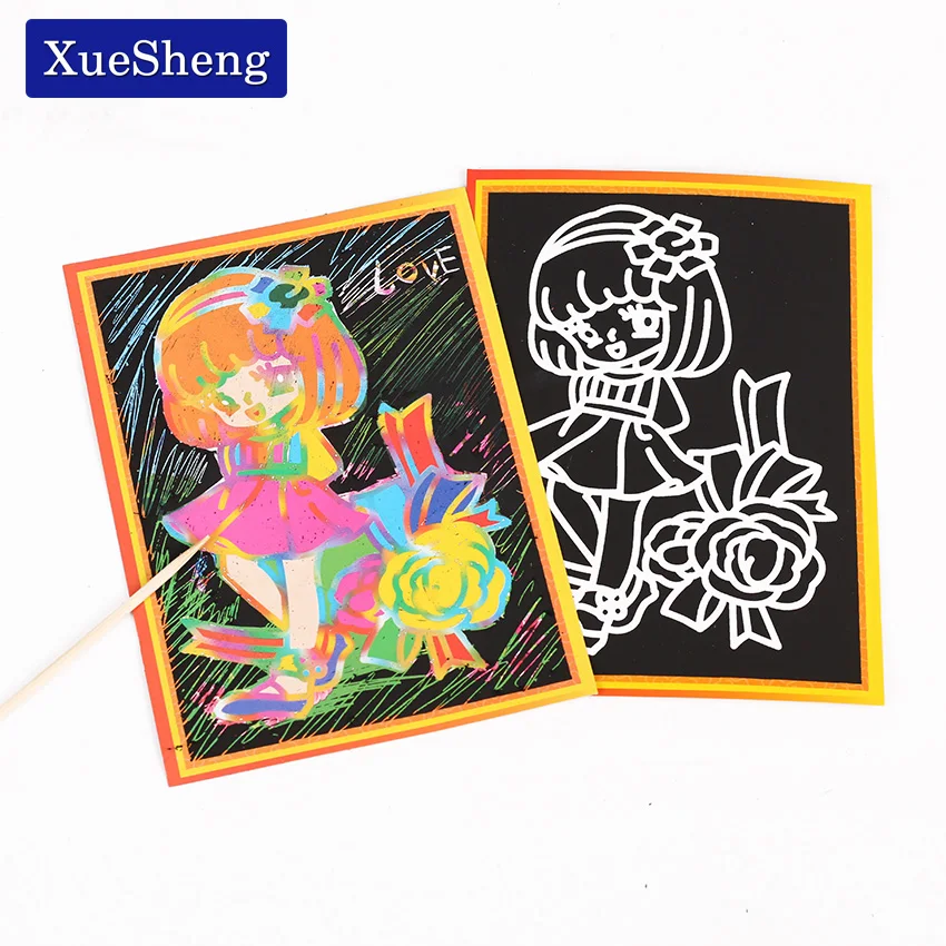13x9.5cm Color Scratch Art Coloring Card Paper Scraping Graffiti Painting Drawing Book for Children Office Stationery Gift 6 PCS 13x9.5cm Color Scratch Art Coloring Card Paper Scraping Graffiti Painting Drawing Book for Children Office Stationery Gift 6 PCS