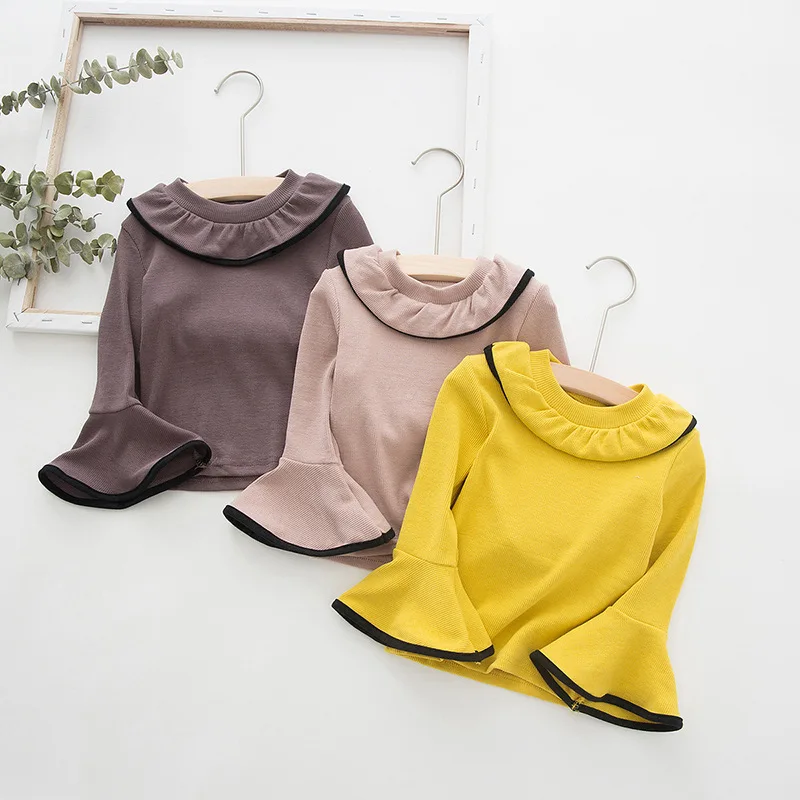 

2019 Autumn Spring Toddler Girls Blouse Fashion 1 2 3 4 5 Years Children's Gift Flare Trumpet Sleeve Kids Baby Girl T Shirts