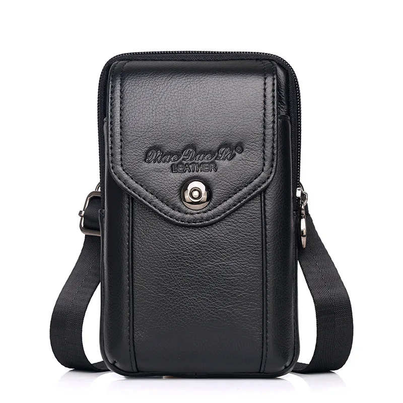 

XiaoDuoLi Brand Genuine Leather Cell Mobile Phone Pouch Case Men Waist Belt Pack Men's Crossbody Shoulder Bag Messenger Bags
