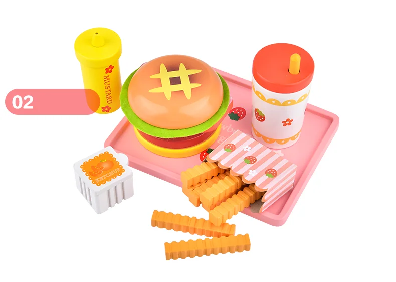 ToyWoo игрушка шоколад Prendplay деревянная детская игра кухня моделирование бургер чижон игрушка - Цвет: Золотой