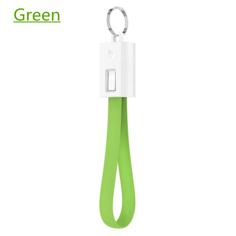 Green Брелок USB быстрое зарядное устройство кабель для синхронизации данных для iphone Xs type-C Micro USB C короткая сумка для проводов подвеска брелок кабели для мобильных телефонов - Цвет: Green
