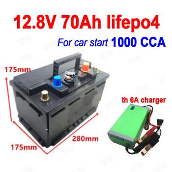 

GTK 12.8V Lifepo4 12V 70Ah lithium battery 1000A CCA 800A lithium Iron phosphate for Start vehicle start car boat + 6A Charger