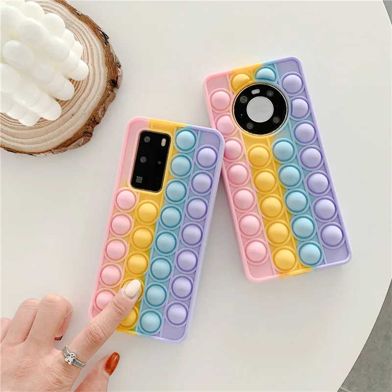 Relive Stress Case For Huawei P30 P40 Mate 30 40 Pro Nova 5T Pop Toys Push Bubble Cover For Honor 8X 9X 20 Pro 10 Lite 10i Case