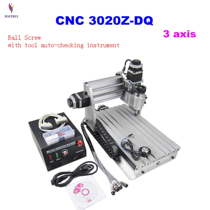 

3 Axis 3020Z-DQ CNC Router Engraver Cutting Machine CNC 3020 With Ball Screw + 20x 3.175mm 1/8" Tungsten Carbide Cutte