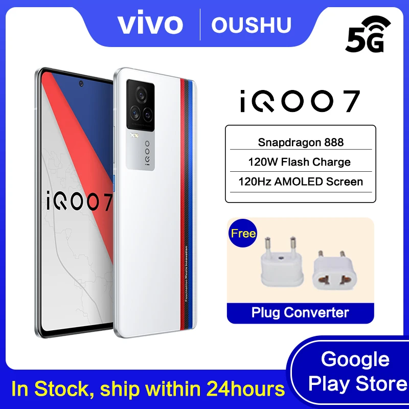 Mais novo original iqoo 7 5g celular snapdragon 888 120w traço de carregamento 6.62