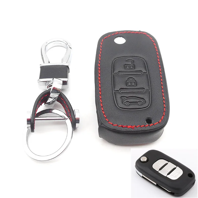 

Car folding key Leather Case for LADA Sedan Largus Kalina Granta Vesta X-Ray XRay Remote Key Fob Cover Protect Set