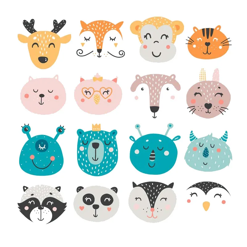 

Poemyi Cartoon Parches Cute Animals Patches for Cothes Hoodies Bags Cat Rabbit Heat Transfers Stickers Appliques for Clothing Q