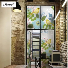 Новинка, стеклянная пленка с цветами и птицами, прозрачная, непрозрачная, матовая, ПВХ, домашний декор для гостиной, спальни, ванной комнаты, водонепроницаемая, съемная