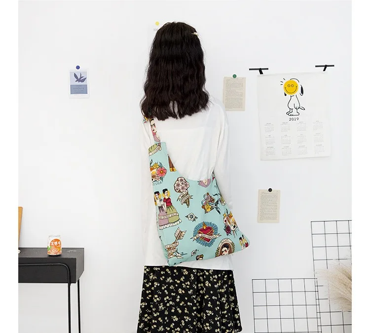 Хлопок Многоразовые продуктовые хозяйственные сумки моющиеся прочный Bolsa многоразовый холст эко шоппер сумка Печать Torba Na Zakupy