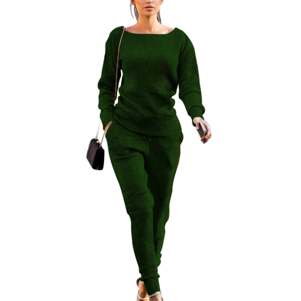 Весенний осенний зимний Lossky тонкий женский вязаный костюм повседневные спортивные костюмы с круглым вырезом и длинным рукавом женские спортивные костюмы - Цвет: Green1