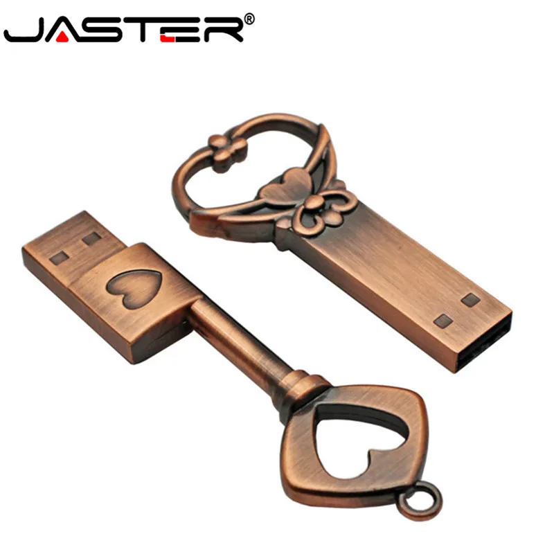 JASTER винтажный медный ключ USB 2 0 привод 4 ГБ/8 ГБ/USB/16 ГБ/32 ГБ фото Память Диск
