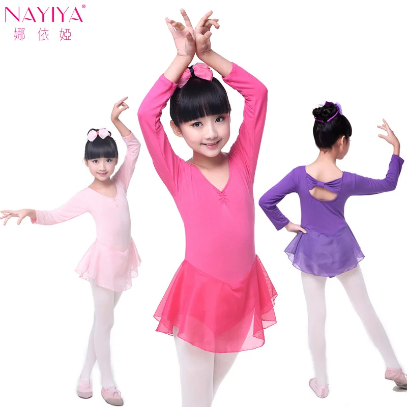 

Children Dance Costume Exercise Clothing Spring Summer Long Sleeve CHILDREN'S Dance Mesh Skirt Cotton Women's Ballet Skirt
