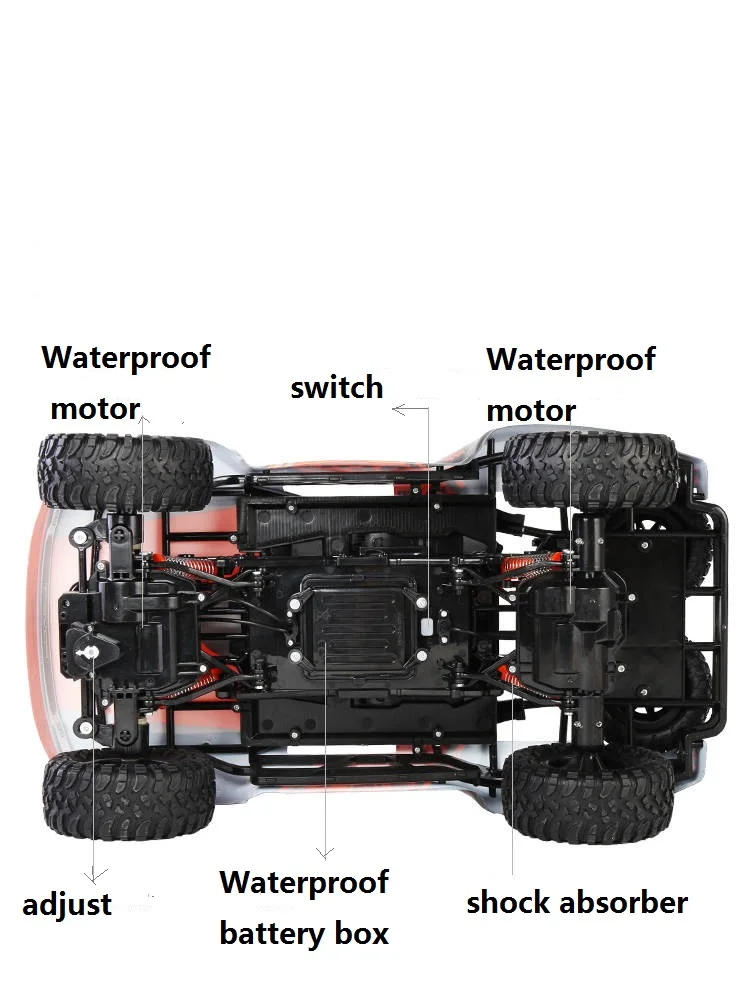 Rc-car-1: 10 rc автомобиль 48 см большой внедорожный Водонепроницаемый rc автомобиль бег на суше и воде 1/10 игрушечные машинки rc для детей зеленый