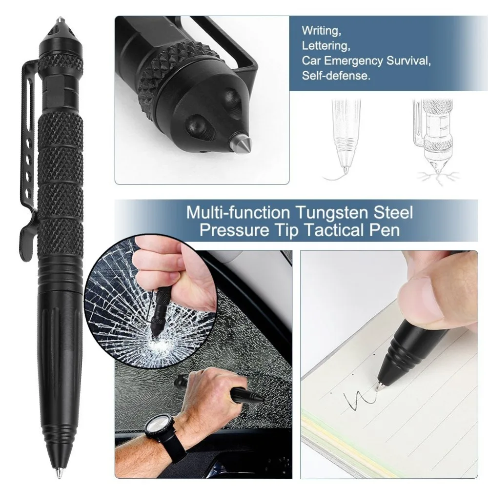 Defence Pocket Tactical Pen Aviation Aluminum Anti-skid Military Self Defense Military Pen Glass Breaker Anti-skid Survival Kit