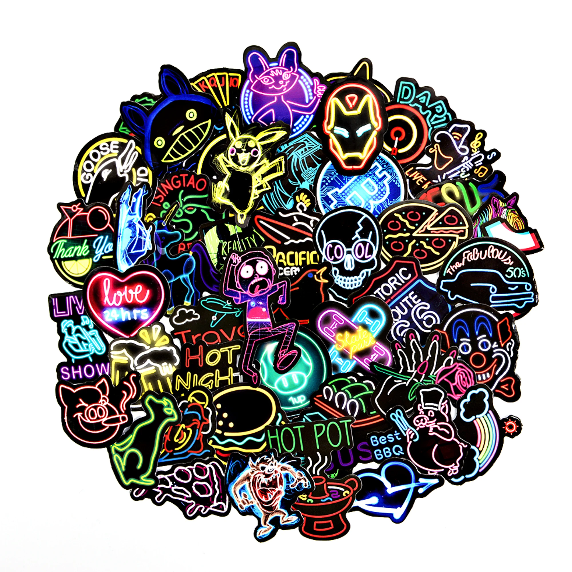 Pegatinas de neón para botellas de agua para ordenador portátil, 50 Uds., calcomanías divertidas con pegatina de vinilo diseño bomba, regalo para adolescentes