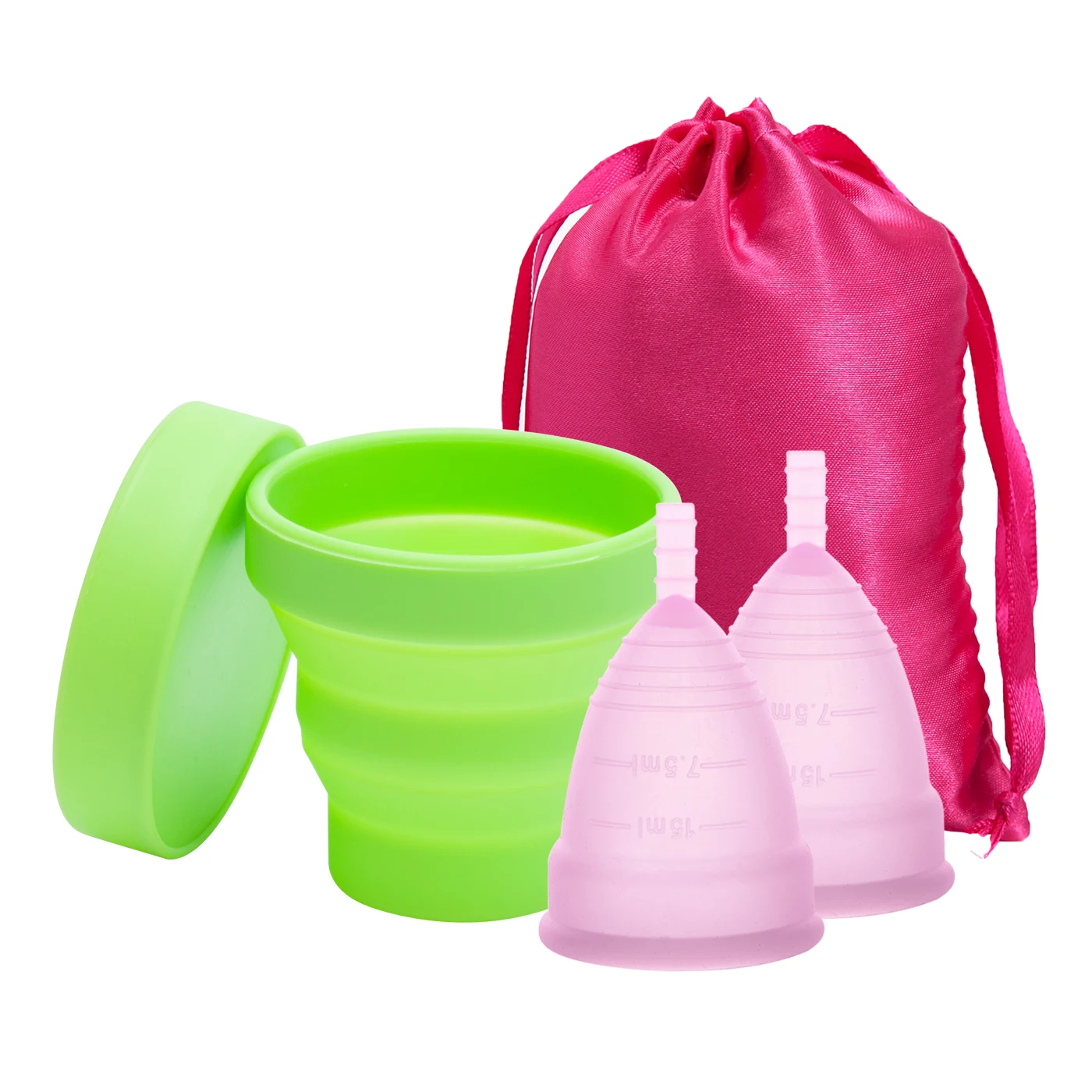 2cup-Pink-1SterGreen Стерилизатор, медицинские силиконовые менструальные чашки, менструальные чашки, стерилизация женской гигиены, менструальные чашки для женщин, уход за леди - Цвет: 2cup-Pink-1SterGreen