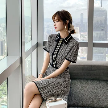 

High Quality 2020 Summer Elegant Dress New Short Sleeve A- Line Dress H06108