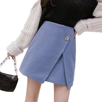 

High Waist Woolen Short Skirts Women 2020 Autumn Winter Fashion Female Woolen Mini Skirt Skirts Womens S522