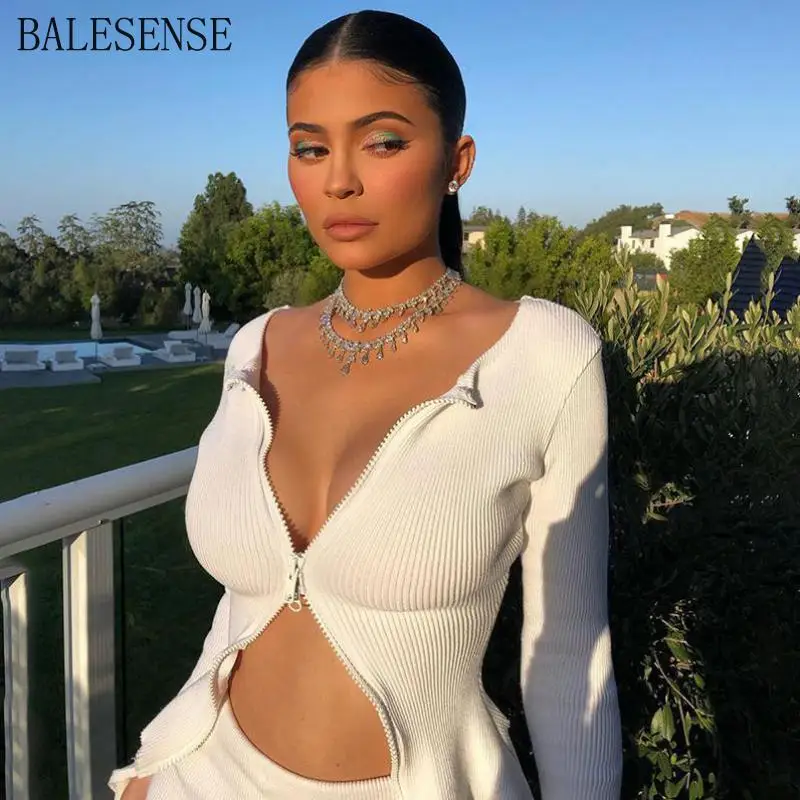 

Zipper T Shirts Sexy Basic Short Tee Shirt Femme Club White Women Shirts Harajuku 2019 Autumn Winter Long Sleeve Crop Tops