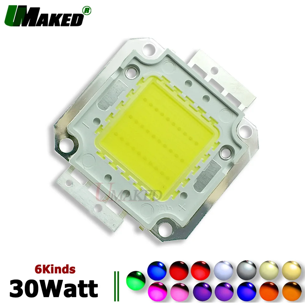 Umaked High Power 30W Led Chip Smd Cob Diodo 33Mil Epistar Chip Luce Calda/Natrual/Bianco/Freddo Per Faretto Proiettore Lampadina Led