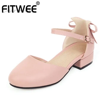 

FITWEE New Women Sweet Party Sandals Office Ladies Summer Shoes Women Bow-knot Buckle Sandals Footwear Size 32-43