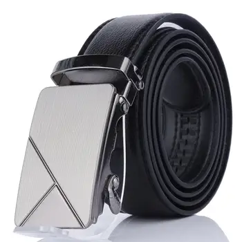 

Fashion Automatic Buckle Black Genuine Leather Belt Cow Belt For Men Male Men's Belts Strap Leather Metal Automatic Belts B X3E6