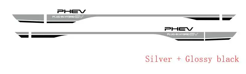 Silver-glossy black Спортивные полосы Авто двери боковой юбки наклейки для Mitsubishi Outlander PHEV автостайлинг кузова Декор виниловые переводные наклейки - Название цвета: Silver-glossy black
