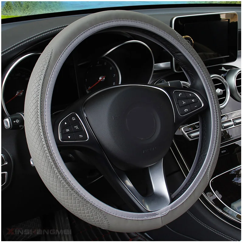 

Automobile universal steering wheel cover non-slip car steering wheel cover non-slip embossed leather Car-styling