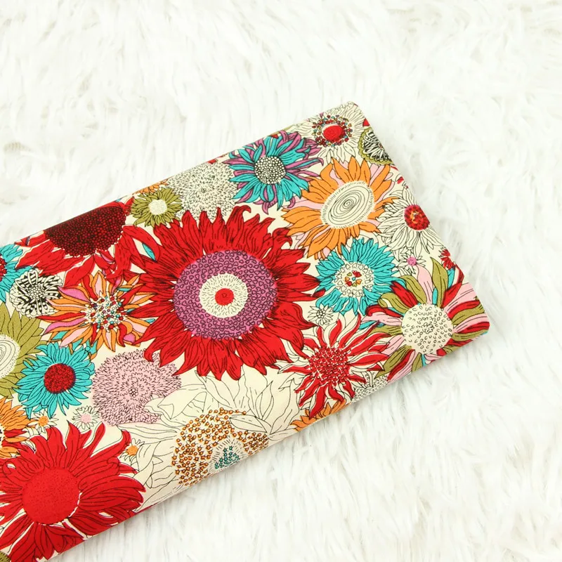 

half meter 100% cotton poplin fabric with sunflower print, handmade DIY garment dress children cloth B511