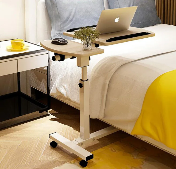 Goedkoop Бесплатная Доставка Verstelbare Laptop Tafel Met Wiel Draaien Staande Notebook Computer Tafel Lifting Desk Voor Sofa Nachtkastje