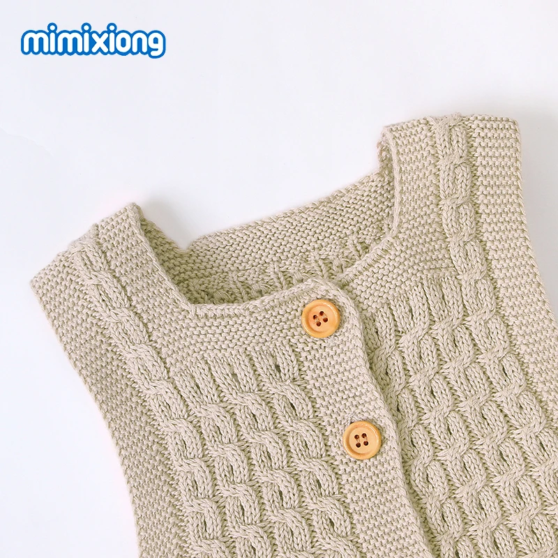 Comprar Mamelucos de Bebé Ropa de otoño sin mangas para niñas recién nacidas trajes de punto sólido niños monos suave niños pequeños monos