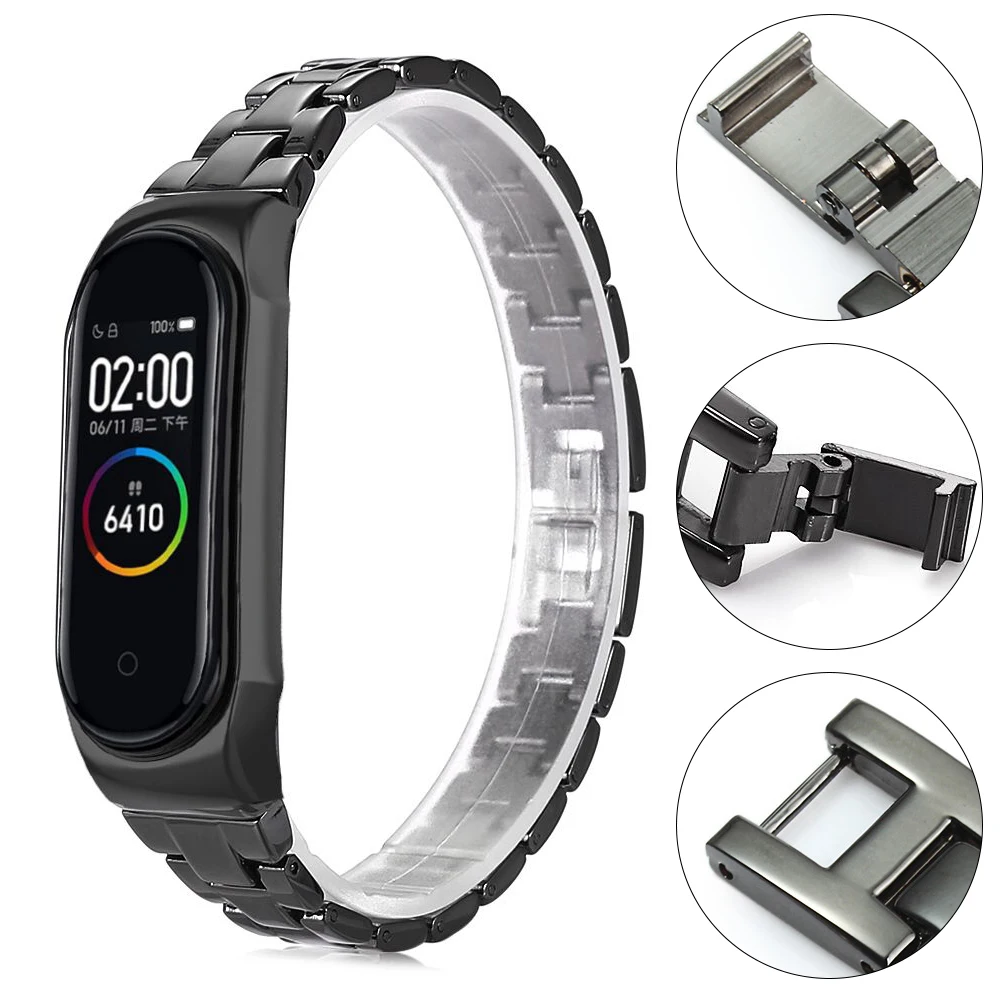 Hangrui металлический браслет из нержавеющей стали mi Band 4 ремешок для Xiaomi mi Band 4 3 сменный ремешок mi Band 4 3 браслет ремешок